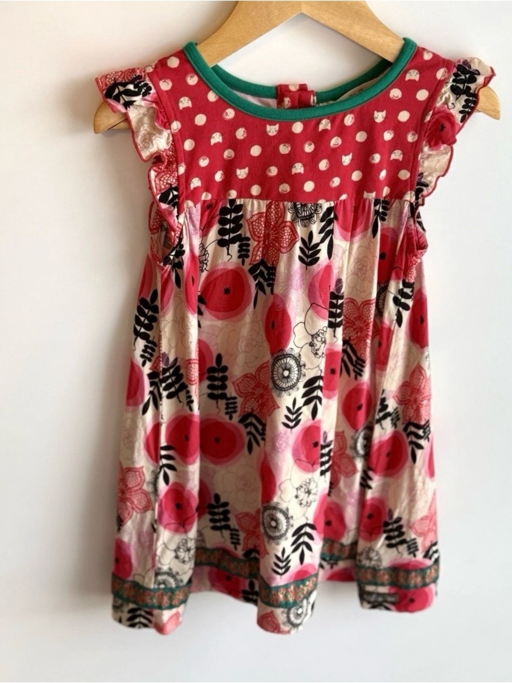Matilda Jane Girls Make Believe Glad Tidings Dress Red Floral Print Size 4